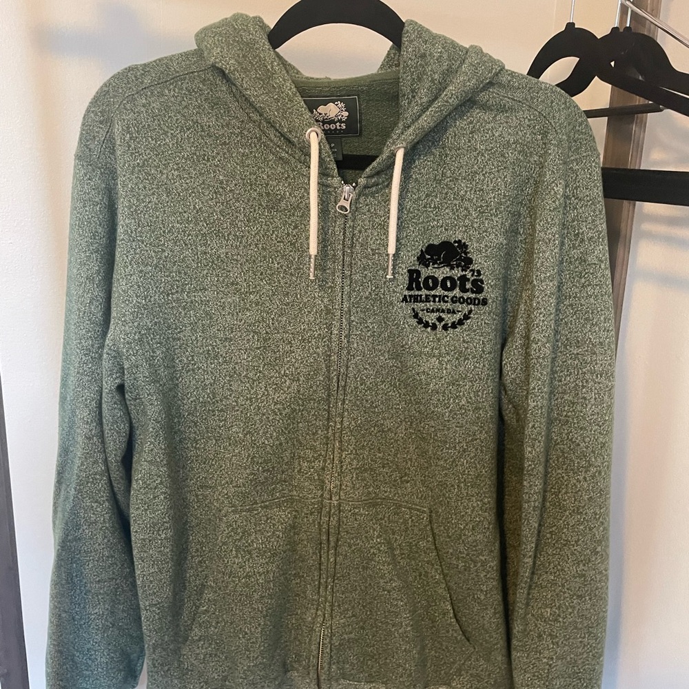 Roots Zip Up Hoodie Mens Medium Green